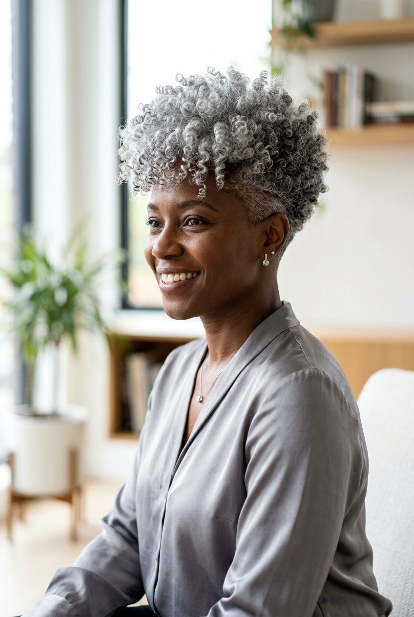 Silver curly tapered fro - 20 curly tapered fro hairstyle - 20 curly tapered fro hairstyle