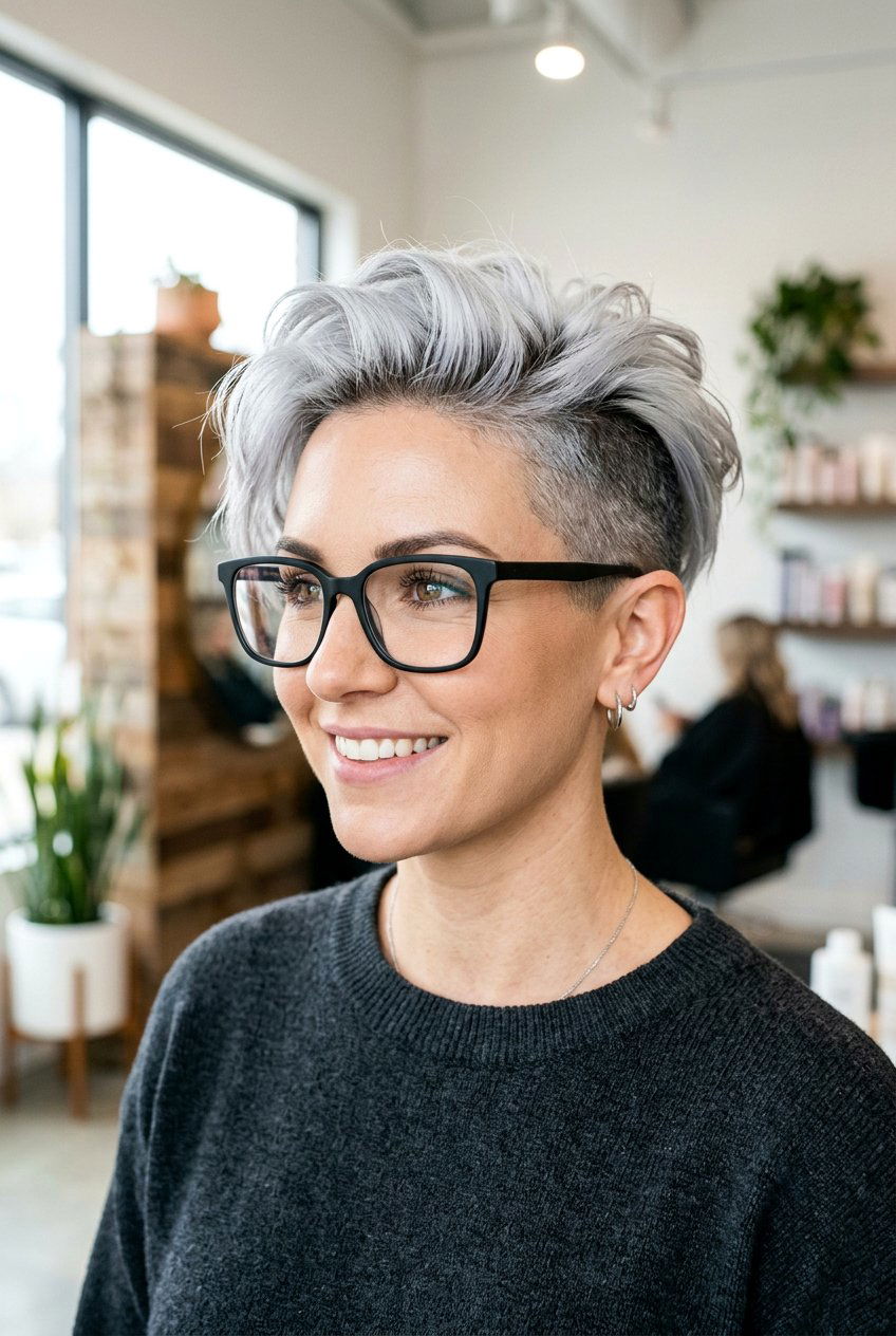 Silver undercut pixie - 20 elegant silver hairstyles for women - 20 elegant silver hairstyles for women