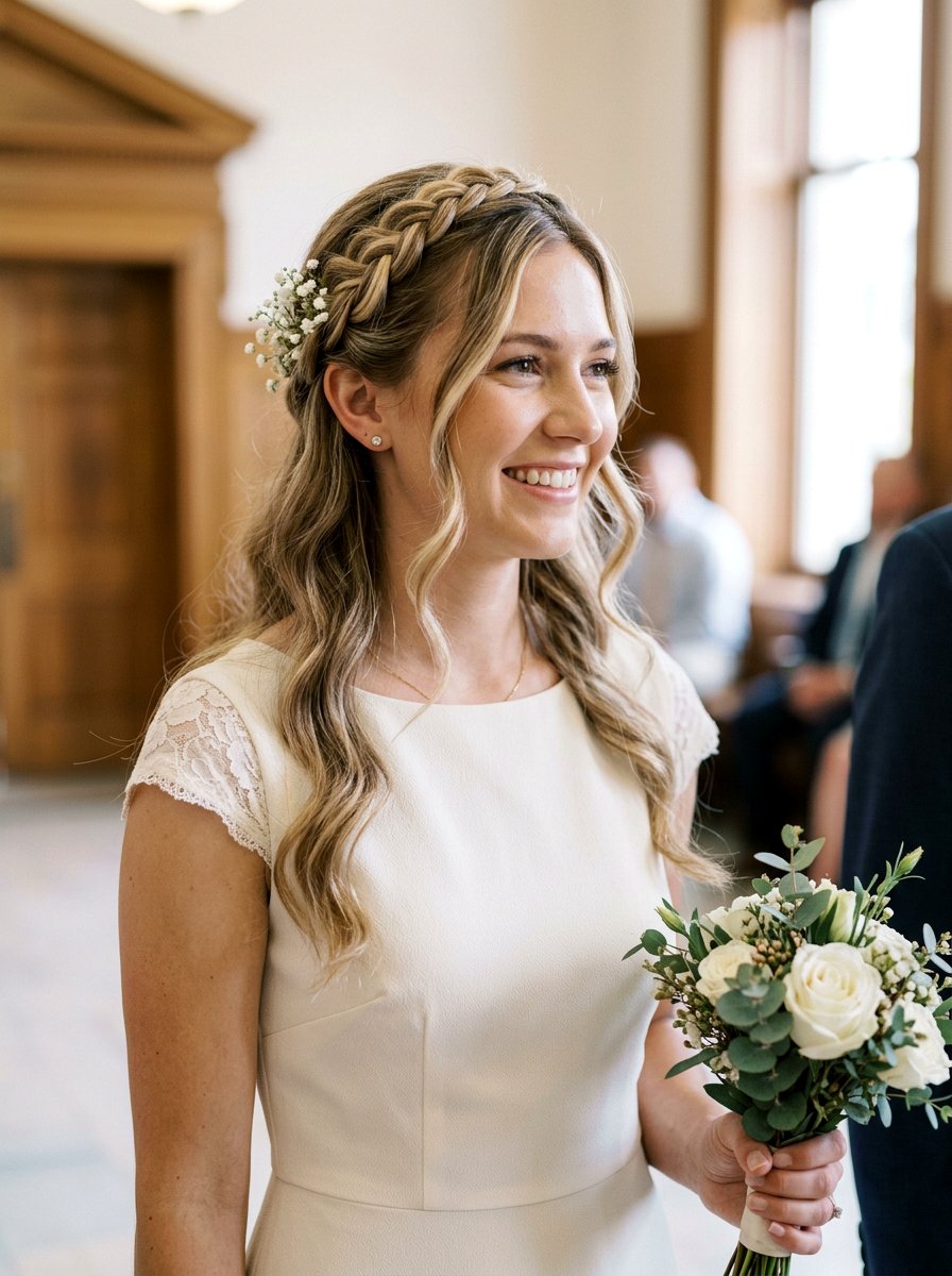 Simple Braided Crown Courthouse Wedding Hair - 20 simple courthouse wedding hairstyle - 20 simple courthouse wedding hairstyle