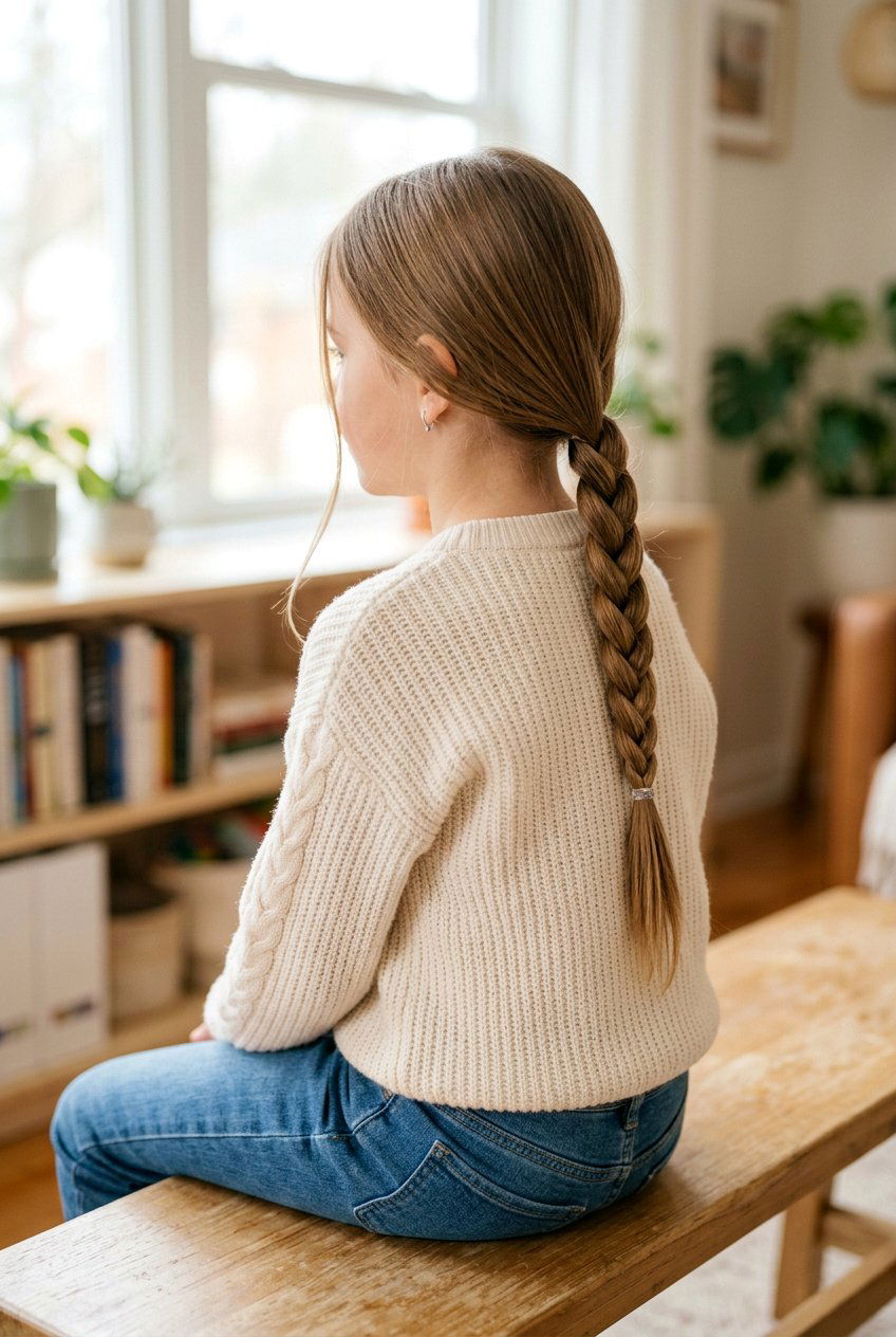 Simple Braided Low Ponytail For Girls - 20 simple school braid for girls - 20 simple school braid for girls