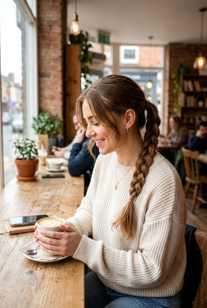 Simple Braided Ponytail For Coffee Date - 20 coffee date hairstyles - 20 coffee date hairstyles