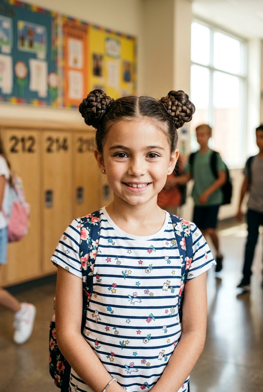 Simple Braided Space Buns For School - 20 simple school braid for girls - 20 simple school braid for girls