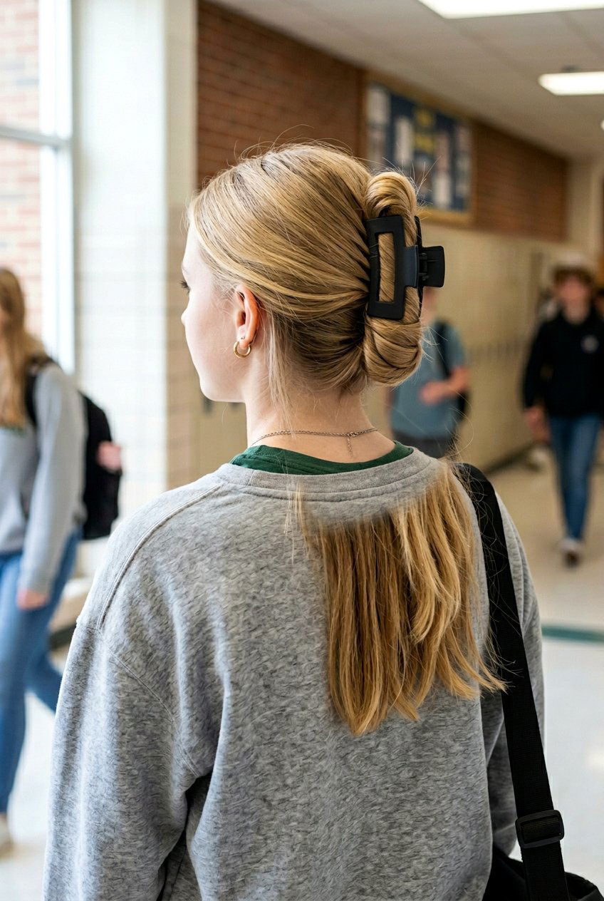 Simple Claw Clip Updo For Long Straight Hair - 20 school hairstyles for long straight hair - 20 school hairstyles for long straight hair