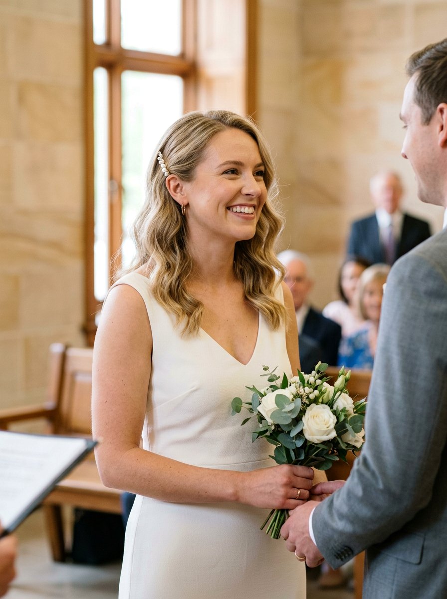 Simple Courthouse Wedding Hair With Minimal Accessories - 20 simple courthouse wedding hairstyle - 20 simple courthouse wedding hairstyle