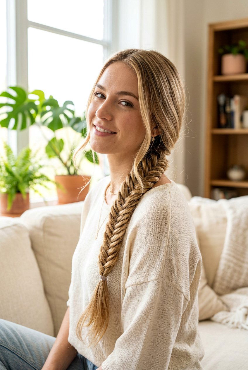 Simple Fishtail Braid - 20 easy hairstyles for mornings - 20 easy hairstyles for mornings