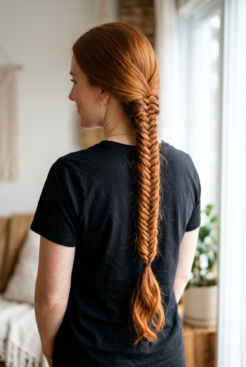 Simple Fishtail Braid For Long Hair - 20 school hairstyle with simple braid - 20 school hairstyle with simple braid