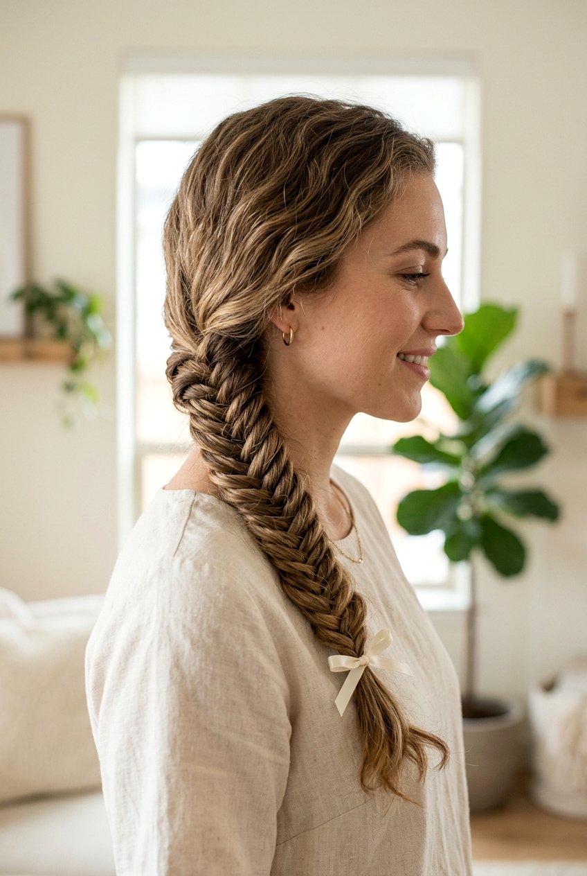 Simple Fishtail Side Braid - 20 simple festive hairstyles - 20 simple festive hairstyles