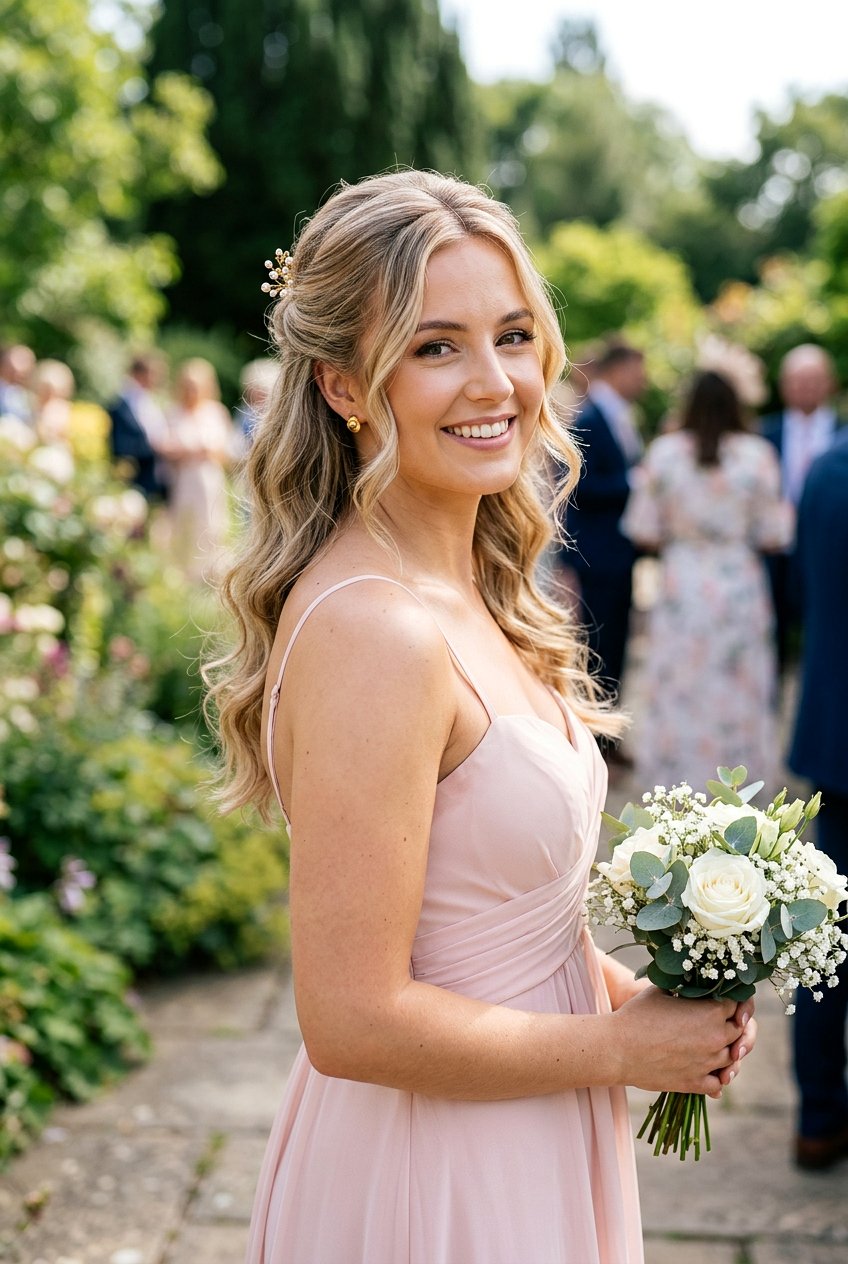 Simple Half Up With Soft Waves - 20 simple bridesmaid half up hairstyle - 20 simple bridesmaid half up hairstyle