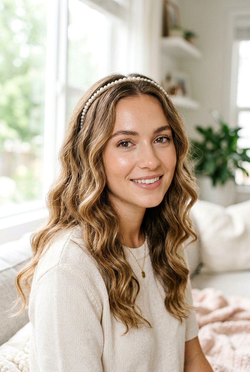 Simple Headband With Soft Waves - 20 simple festive hairstyles - 20 simple festive hairstyles