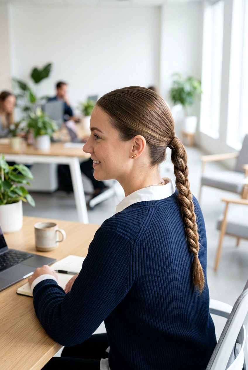 Simple Low Braid For Work - 20 professional hairstyles for women - 20 professional hairstyles for women