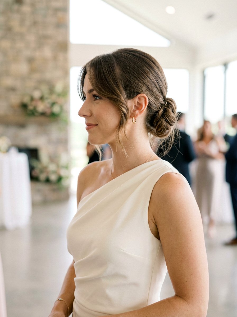 Simple Low Bun With Side Part - 20 simple wedding guest bun for medium hair - 20 simple wedding guest bun for medium hair