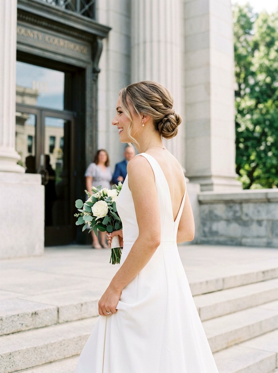 Simple Low Chignon Courthouse Wedding Hair - 20 simple courthouse wedding hairstyle - 20 simple courthouse wedding hairstyle
