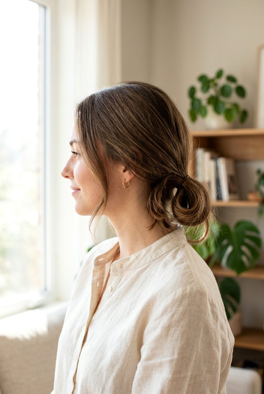 Simple Low Loop Bun - 20 minimalist office bun hairstyle - 20 minimalist office bun hairstyle