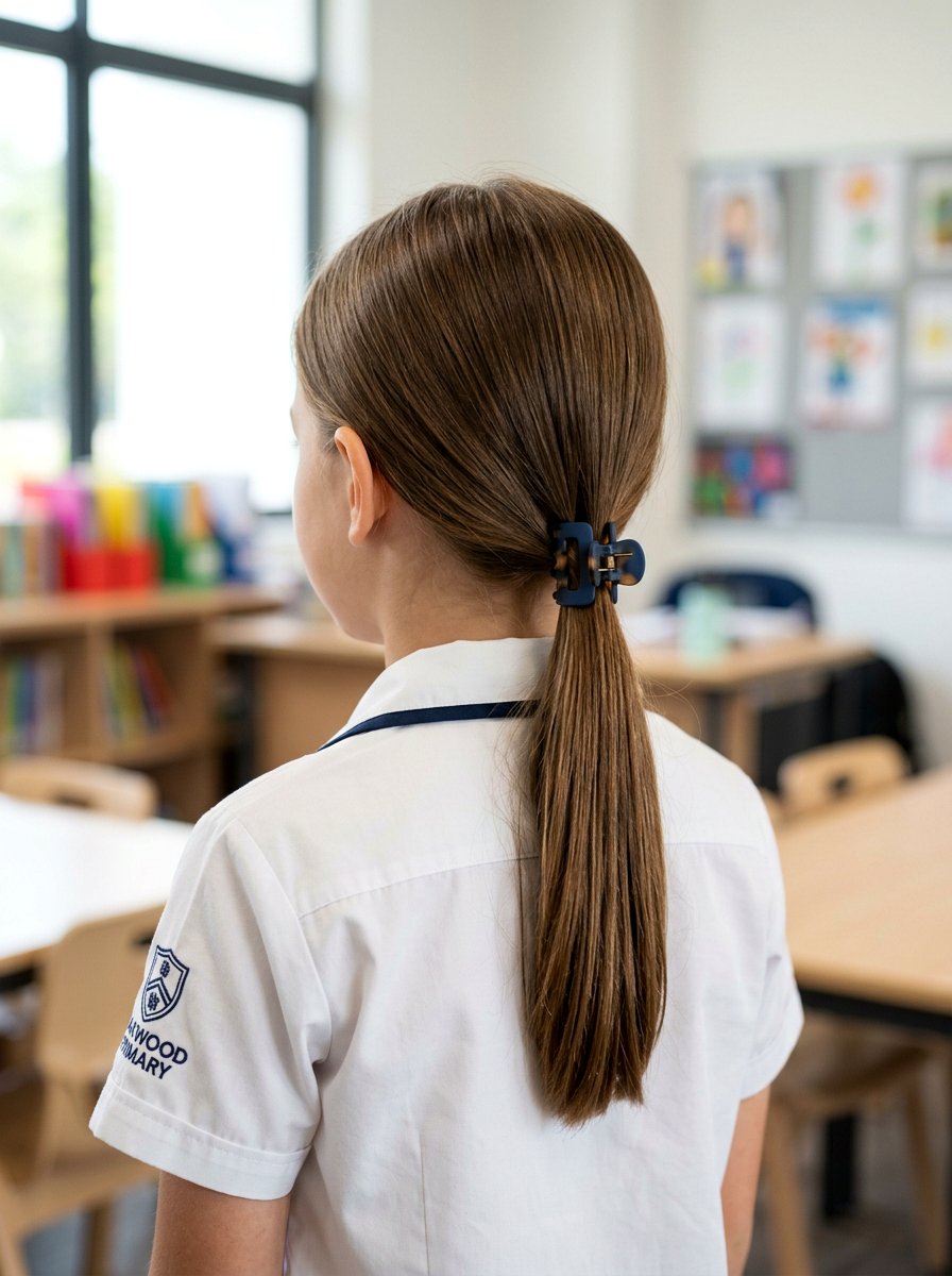 Simple Low Ponytail with Small Claw Clip - 20 school ponytail with claw clip - 20 school ponytail with claw clip