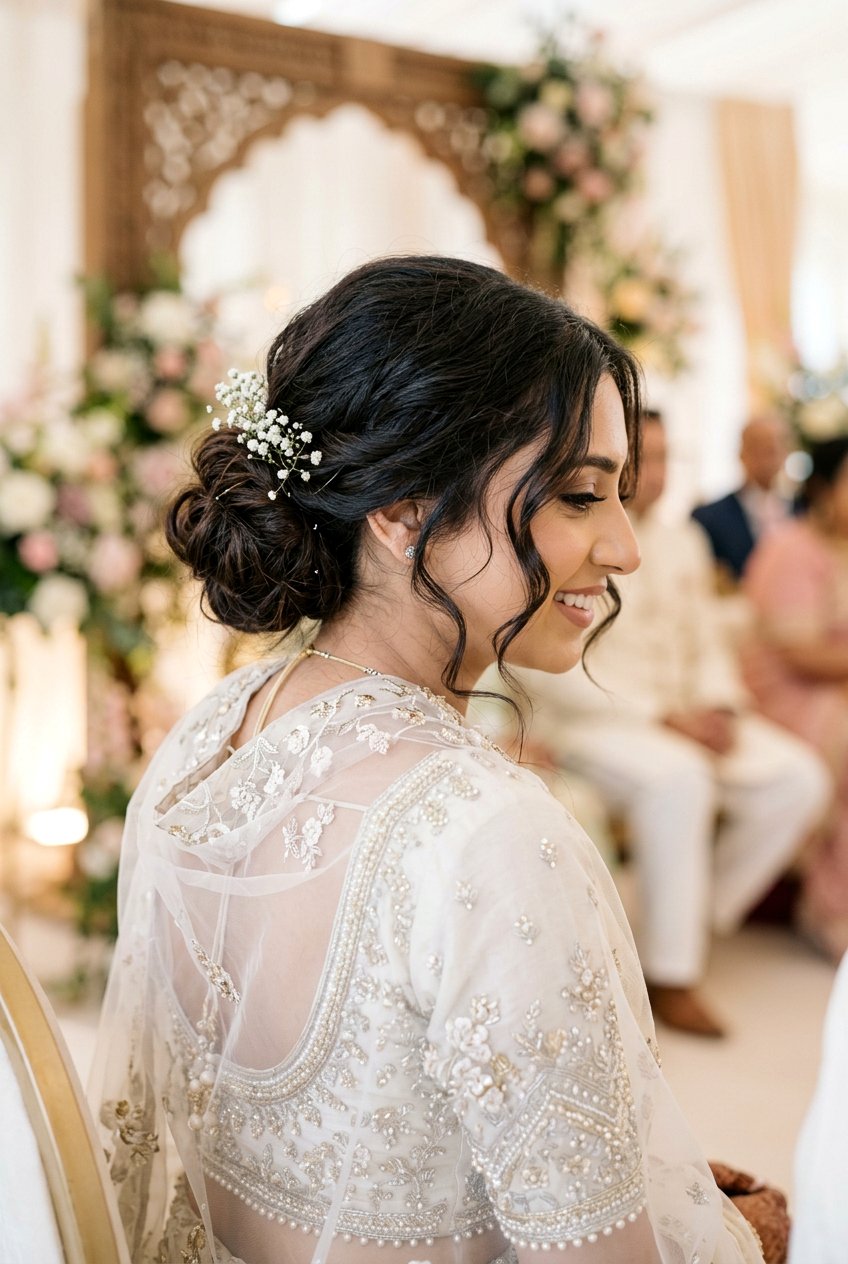 Simple Messy Bun Nikah Hairstyle - 20 simple nikah hairstyles - 20 simple nikah hairstyles