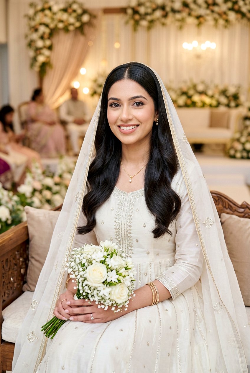 Simple Open Hair Nikah Look - 20 simple nikah hairstyles - 20 simple nikah hairstyles