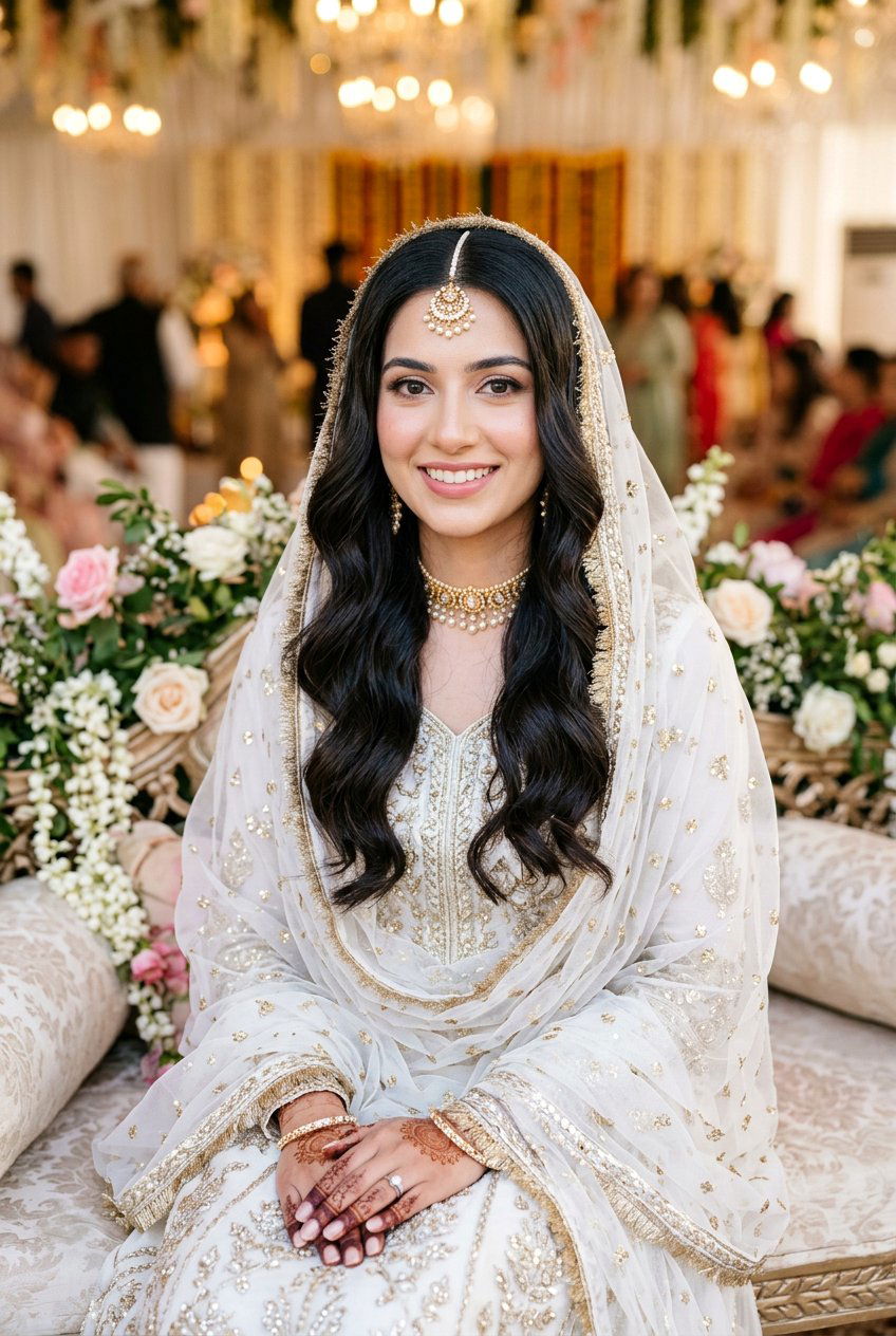 Simple Open Waves Nikah Hairstyle - 20 simple nikah hairstyles - 20 simple nikah hairstyles