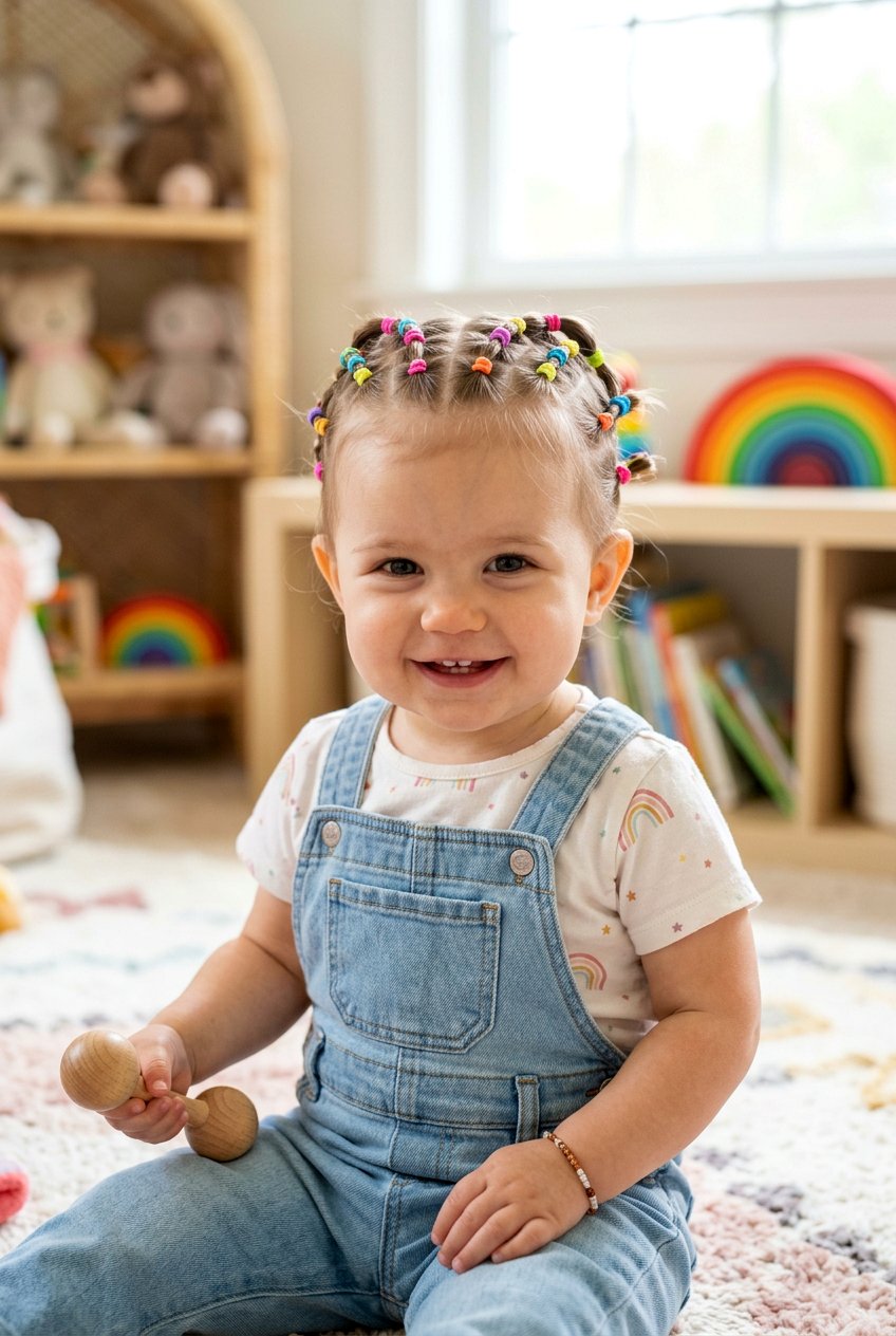 Simple Rubber Band Grid On Top - 20 baby hair styling ideas for girls - 20 baby hair styling ideas for girls