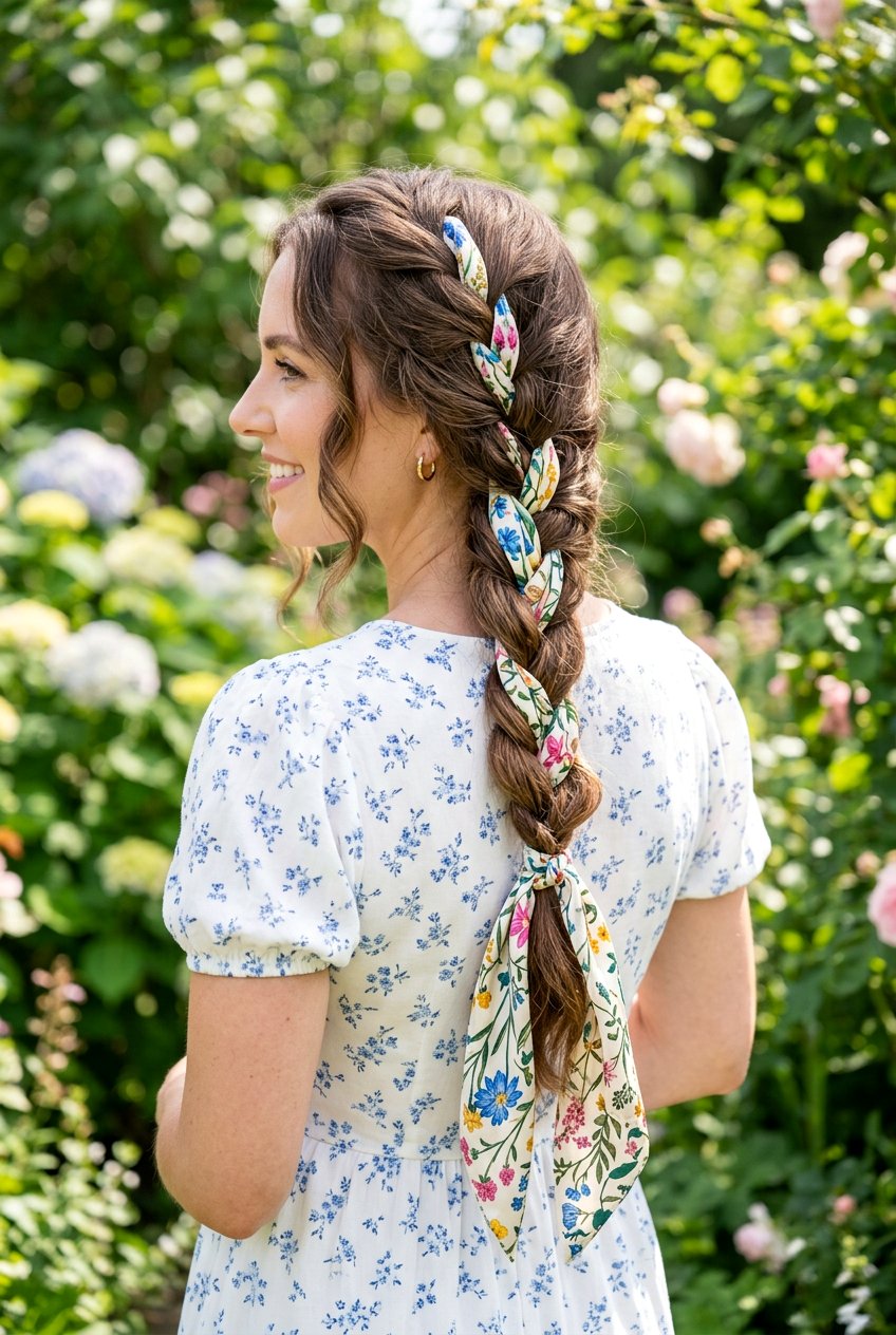 Simple Scarf Three Strand Braid - 20 braided scarf hairstyle - 20 braided scarf hairstyle