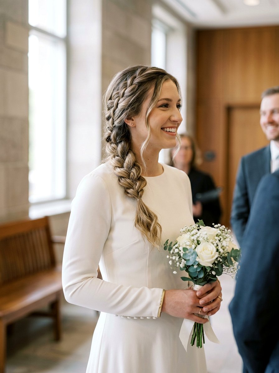 Simple Side Braid Courthouse Wedding Hair - 20 simple courthouse wedding hairstyle - 20 simple courthouse wedding hairstyle