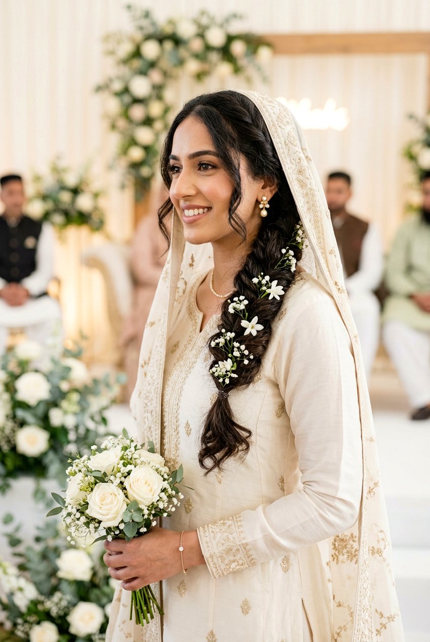 Simple Side Braid Nikah Hairstyle - 20 simple nikah hairstyles - 20 simple nikah hairstyles