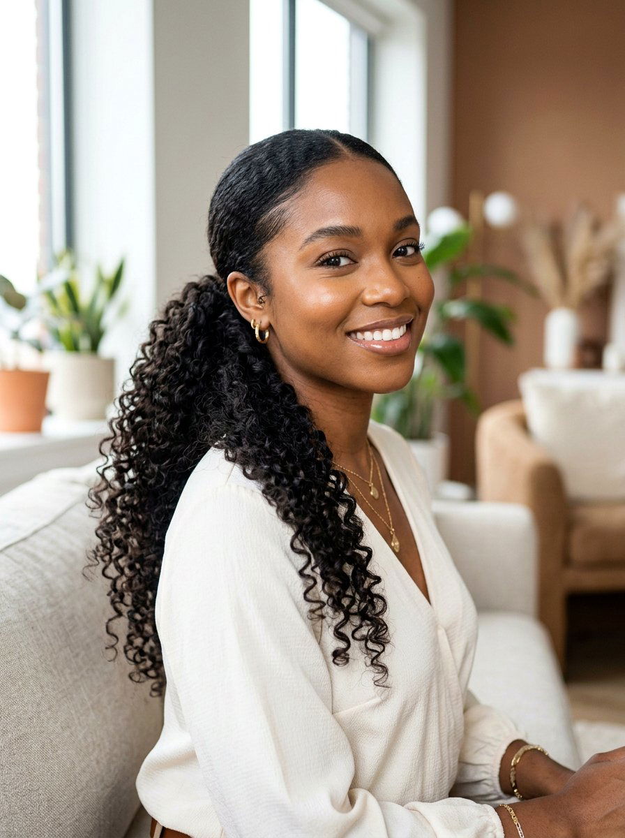 Simple Side Swept Ponytail Natural Hair - 20 quick hairstyle for natural black hair - 20 quick hairstyle for natural black hair