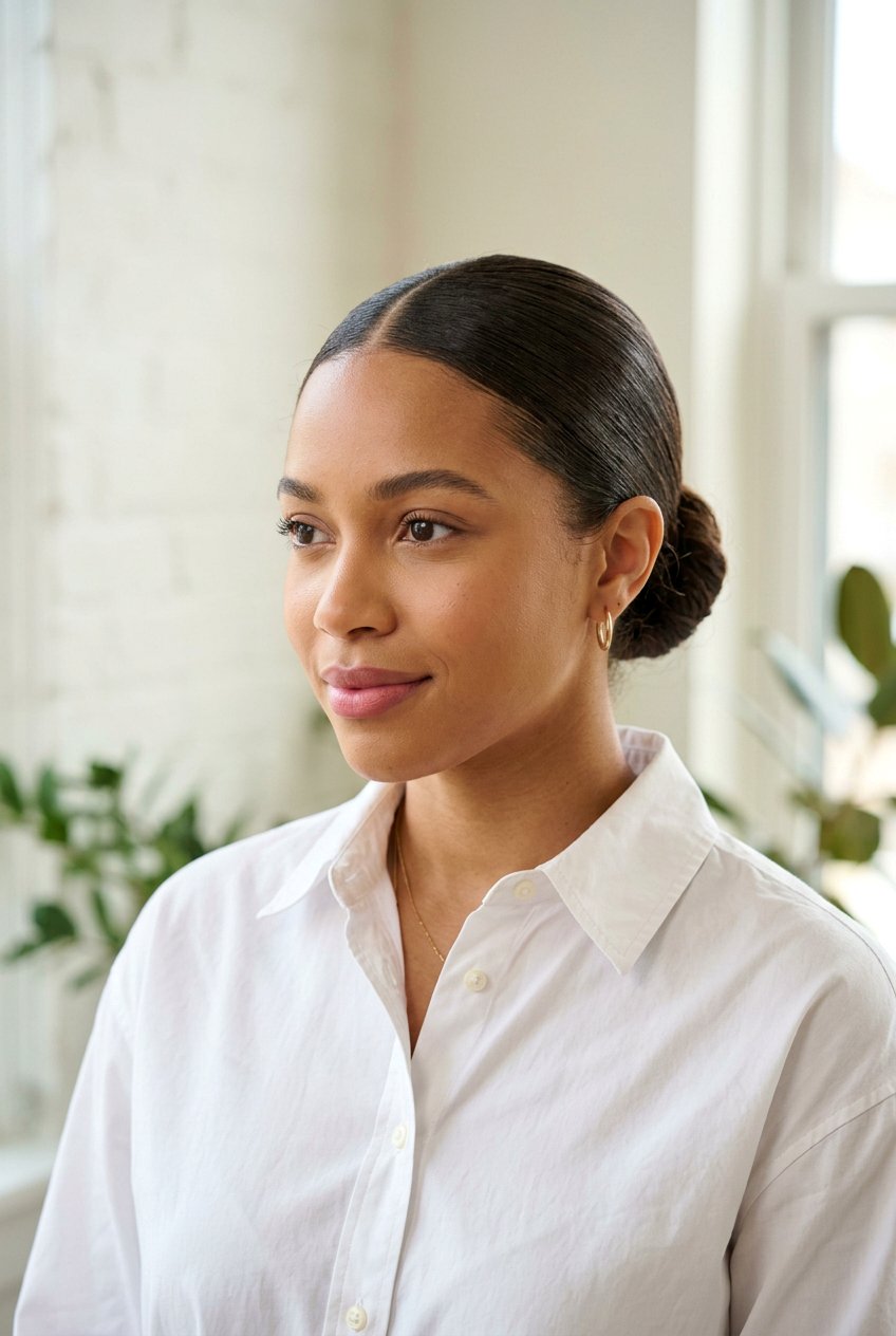 Simple Sleek Protective Bun - 20 protective office hairstyles - 20 protective office hairstyles