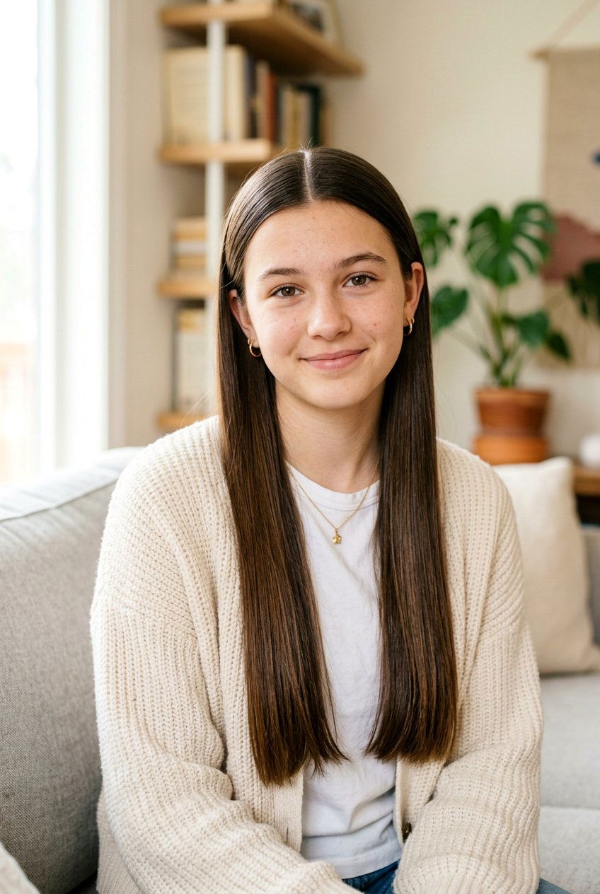 Simple Straight Hair With Middle Part - 20 school hairstyles for long straight hair - 20 school hairstyles for long straight hair