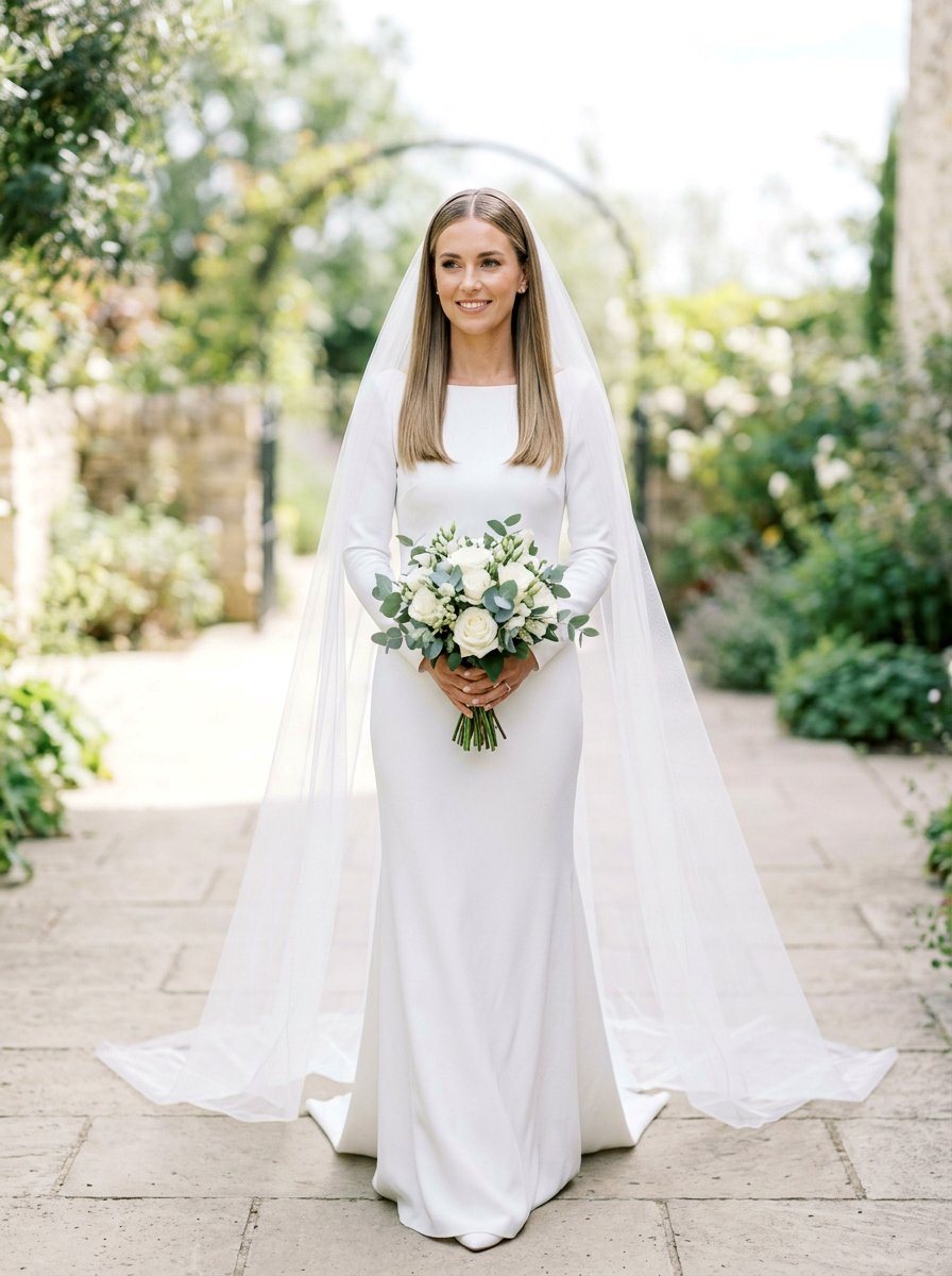 Simple Straight Hair With Veil - 20 wedding hairstyles for elopement - 20 wedding hairstyles for elopement