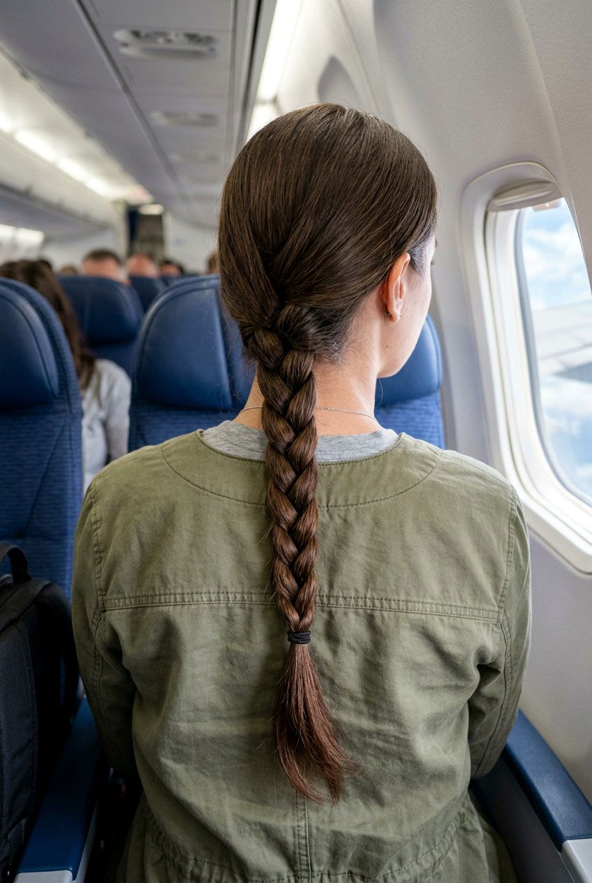 Simple Three Strand Braid For Airplane Travel - 20 airplane hairstyles for long hair - 20 airplane hairstyles for long hair