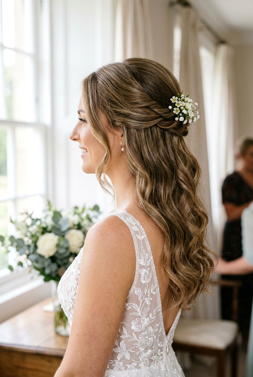 Simple Twisted Half Up Wedding Hair - 20 twisted half up wedding hairstyle - 20 twisted half up wedding hairstyle