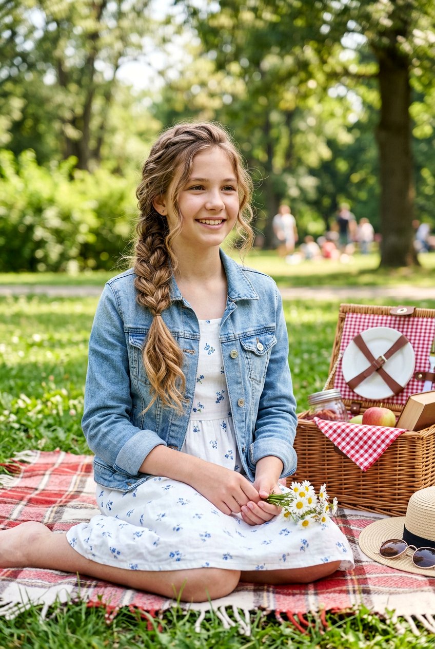 Single Braid With Loose Hair - 20 picnic hairstyles for girls - 20 picnic hairstyles for girls