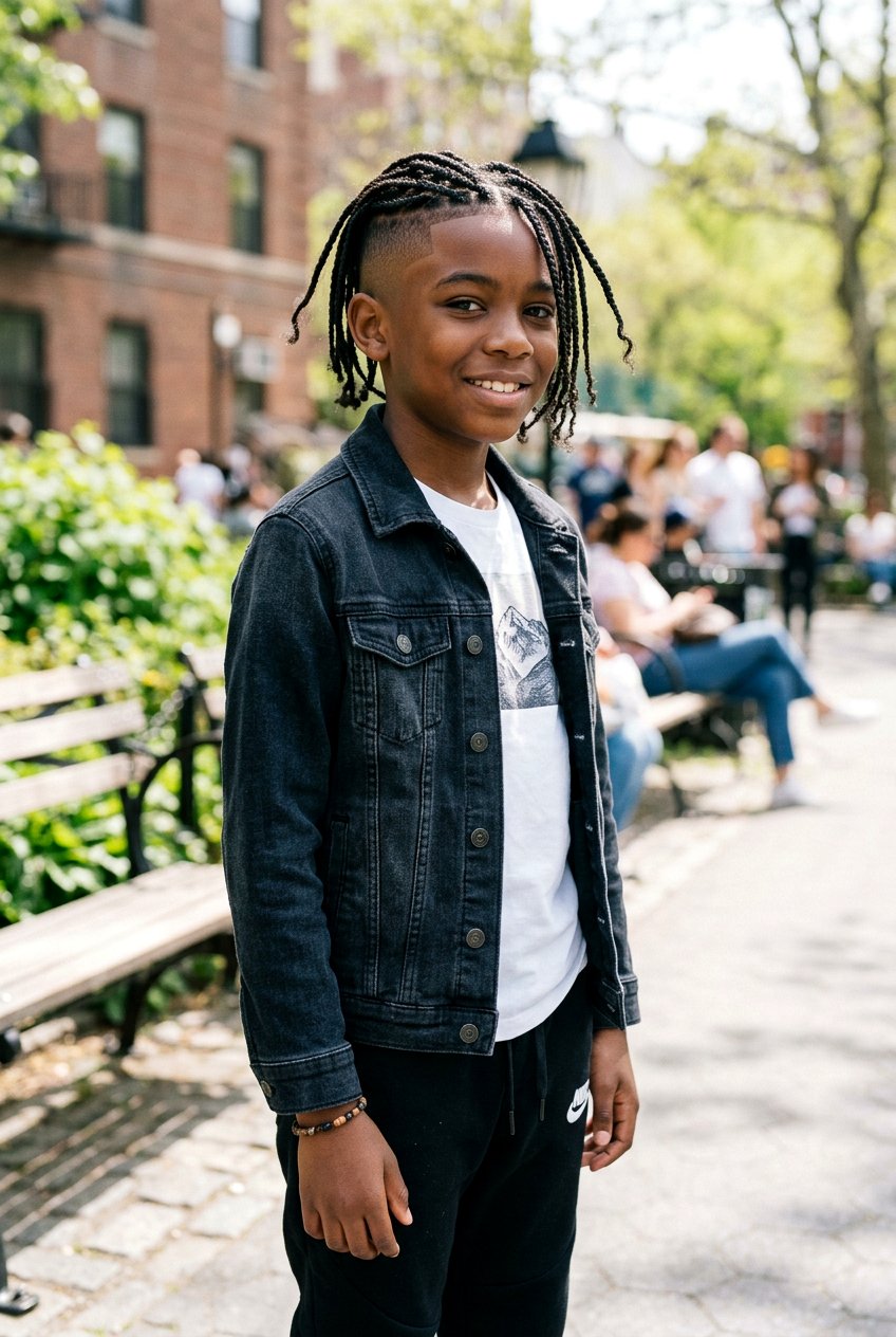 Single Braids With Disconnected Undercut - 20 boys braids with fade - 20 boys braids with fade