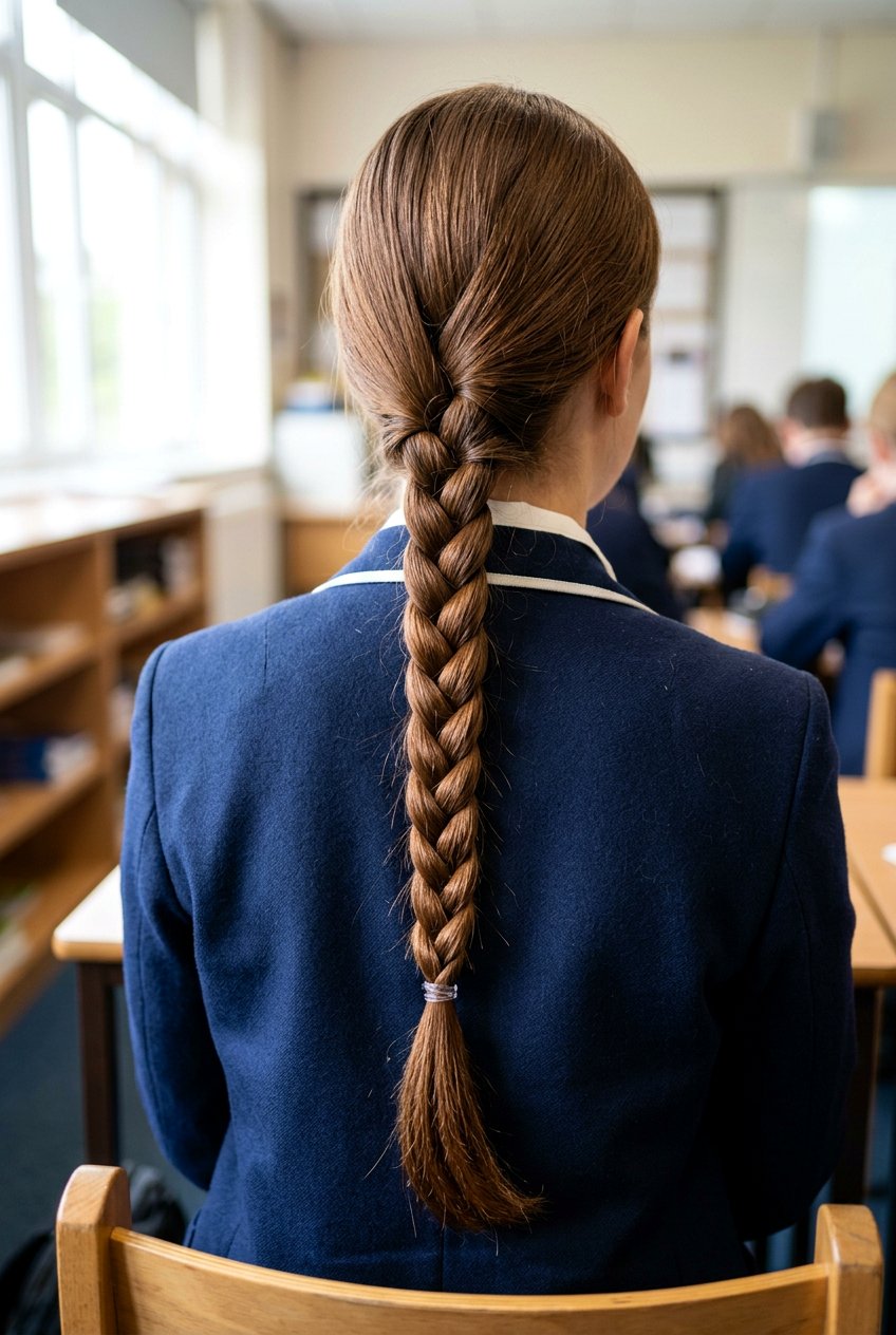 Single Classic Three Strand Back Braid - 20 school hairstyle with simple braid - 20 school hairstyle with simple braid