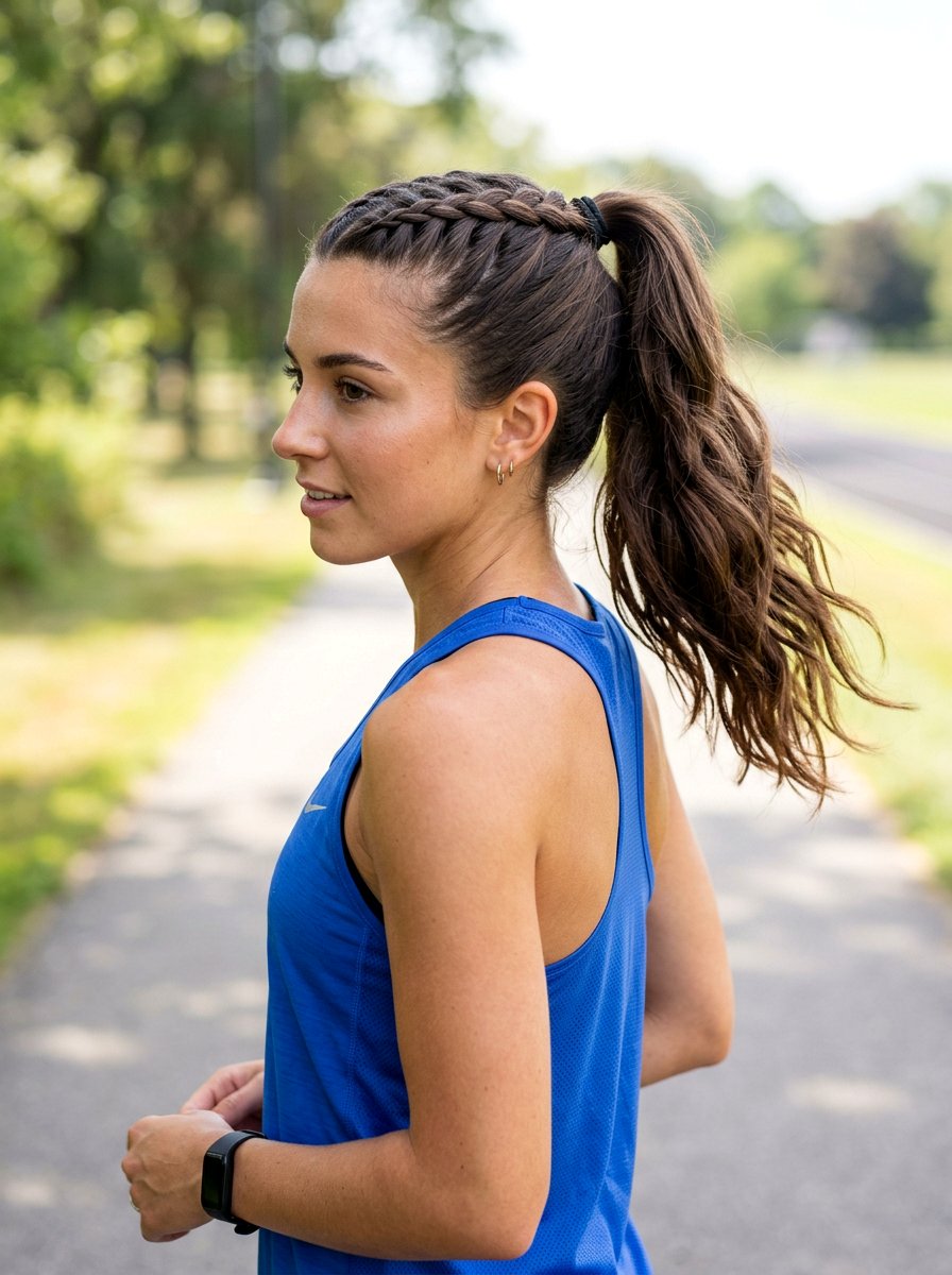 Single French Braid Into High Ponytail - 20 running braid ponytail - 20 running braid ponytail
