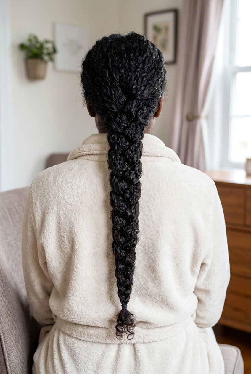 Single Large Braid - 20 bonnet hairstyle for curly hair - 20 bonnet hairstyle for curly hair