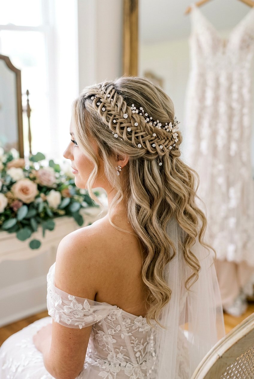 Skeleton Braid Half Up Style - 20 bridal hairstyle with romantic braid - 20 bridal hairstyle with romantic braid