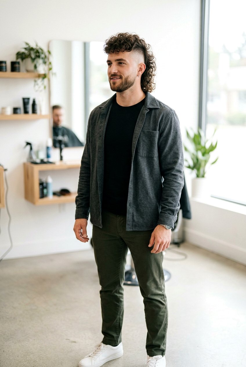 Skin Fade Curly Mullet - 20 taper mullet for curly hair men - 20 taper mullet for curly hair men