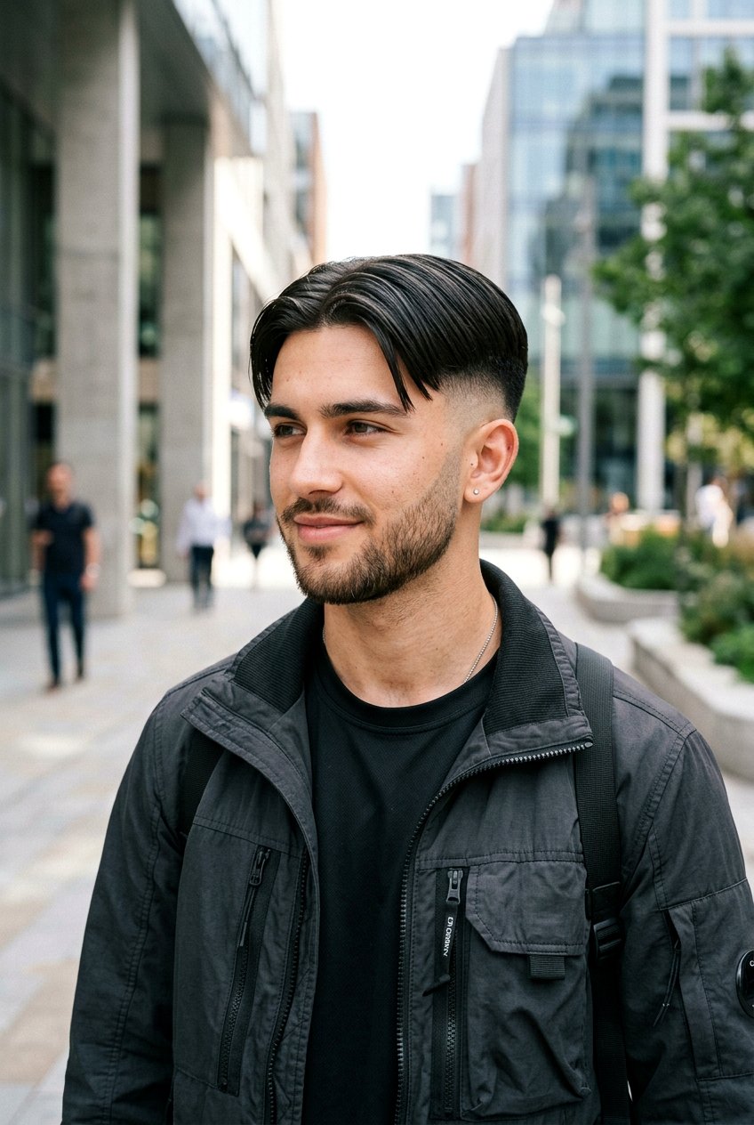 Skin Fade Middle Part - 20 curtain haircut for straight hair men - 20 curtain haircut for straight hair men