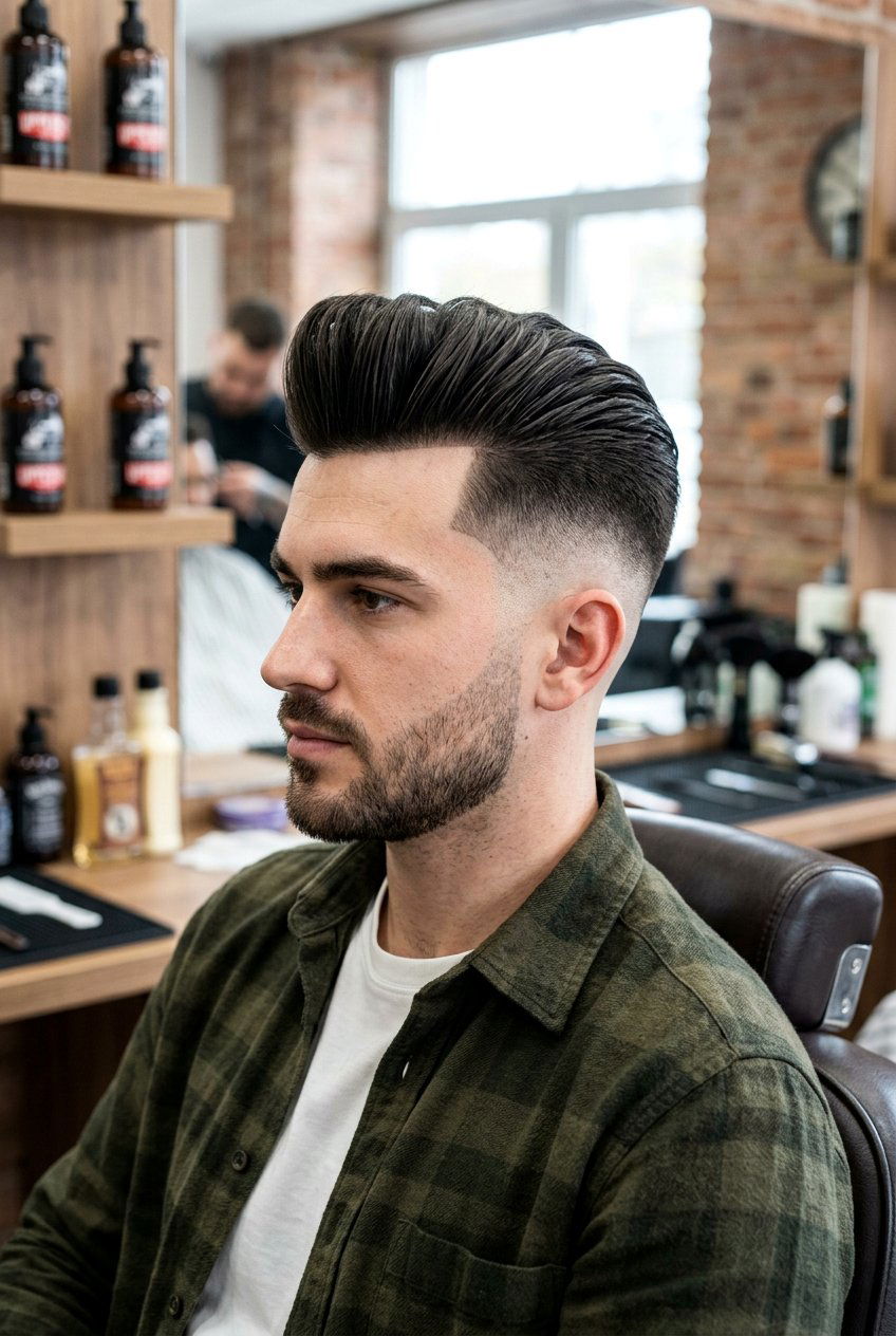 Skin Fade Pompadour - 20 pompadour haircut for men - 20 pompadour haircut for men