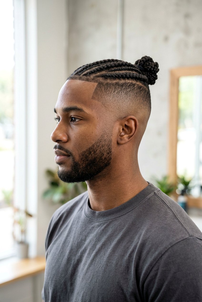 Skin Fade With Braided Knot - 20 braided top knot men - 20 braided top knot men