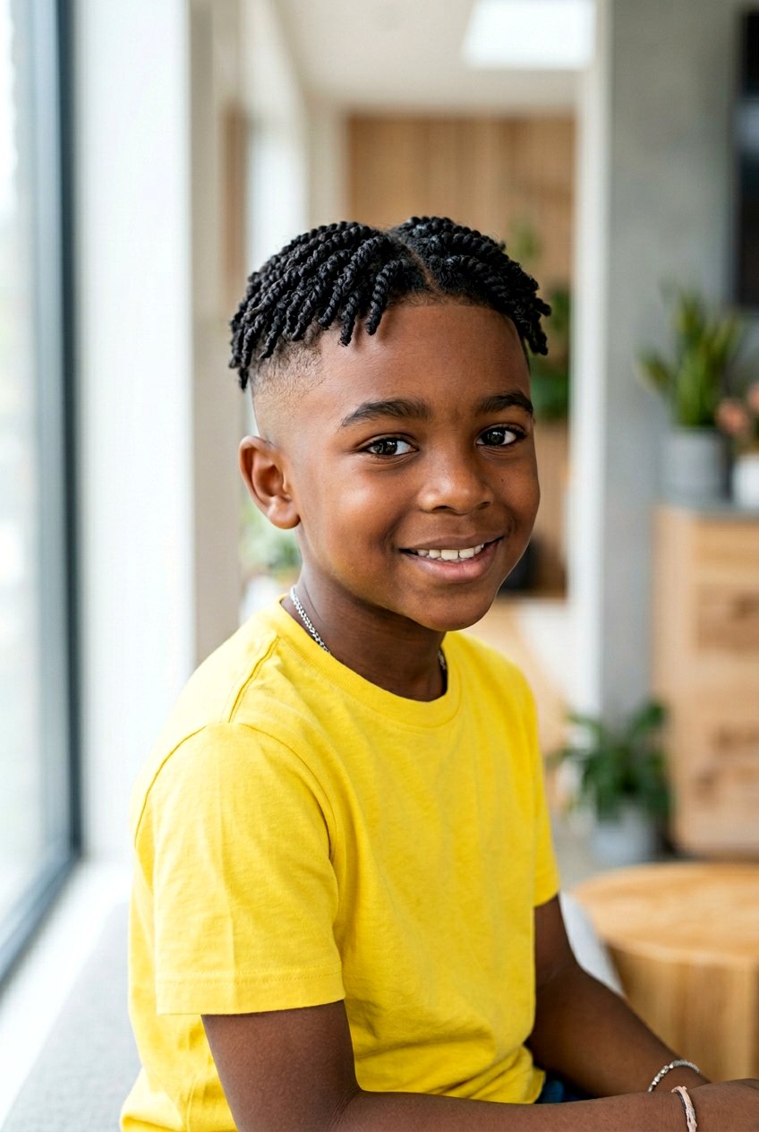 Skin Fade with Mini Twists - 20 boys twists with curly top - 20 boys twists with curly top