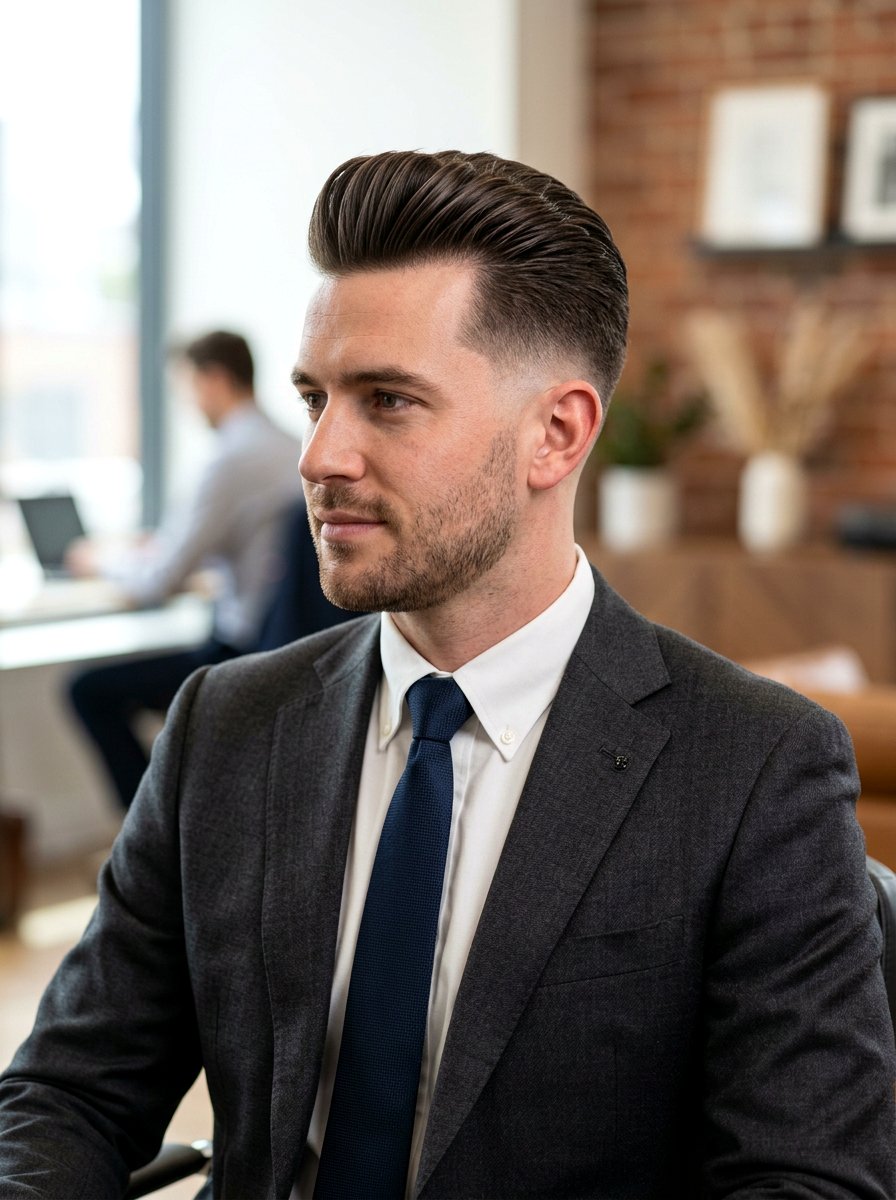 Skin Taper Pompadour - 20 pompadour haircut for medium hair men - 20 pompadour haircut for medium hair men