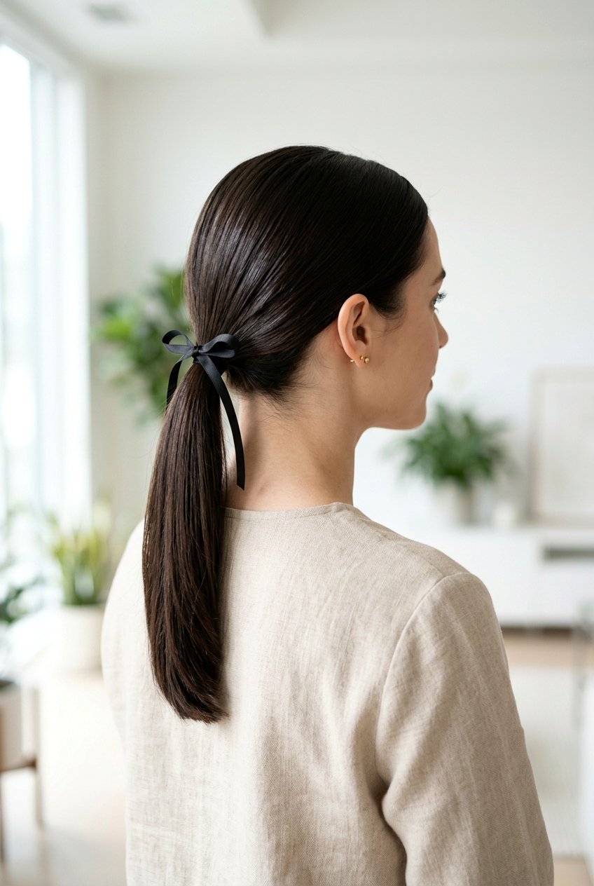 Skinny Ribbon Ponytail - 20 ribbon ponytail hairstyles - 20 ribbon ponytail hairstyles