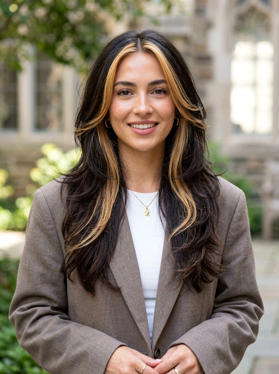 Skunk Stripe Money Piece on Layered Hair - 20 skunk stripe money piece hair - 20 skunk stripe money piece hair