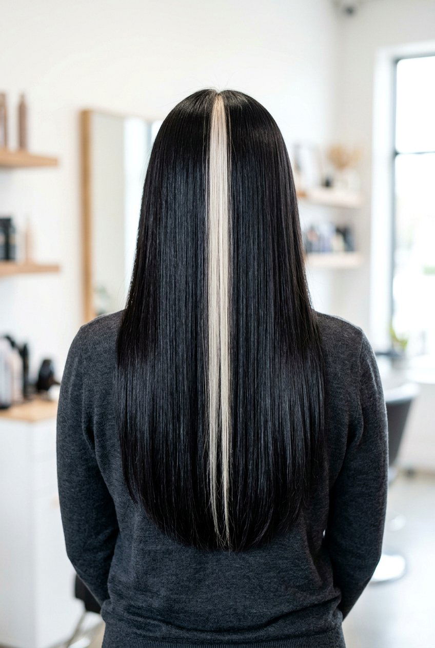 Skunk Stripe On Long Straight Hair - 20 skunk stripe hair color - 20 skunk stripe hair color