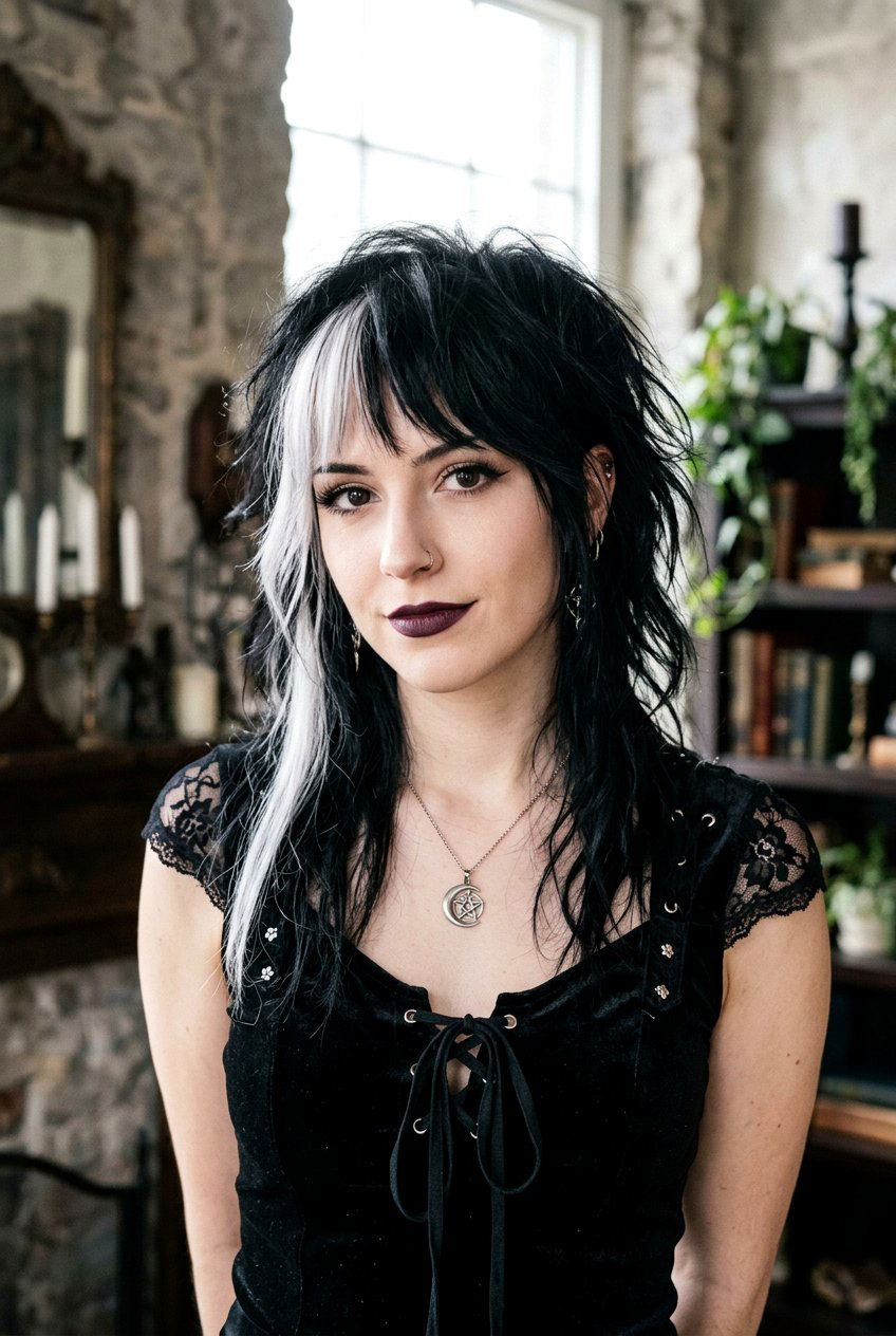 Skunk Stripe Wolf Cut - 20 hair color ideas for wolf cuts - 20 hair color ideas for wolf cuts