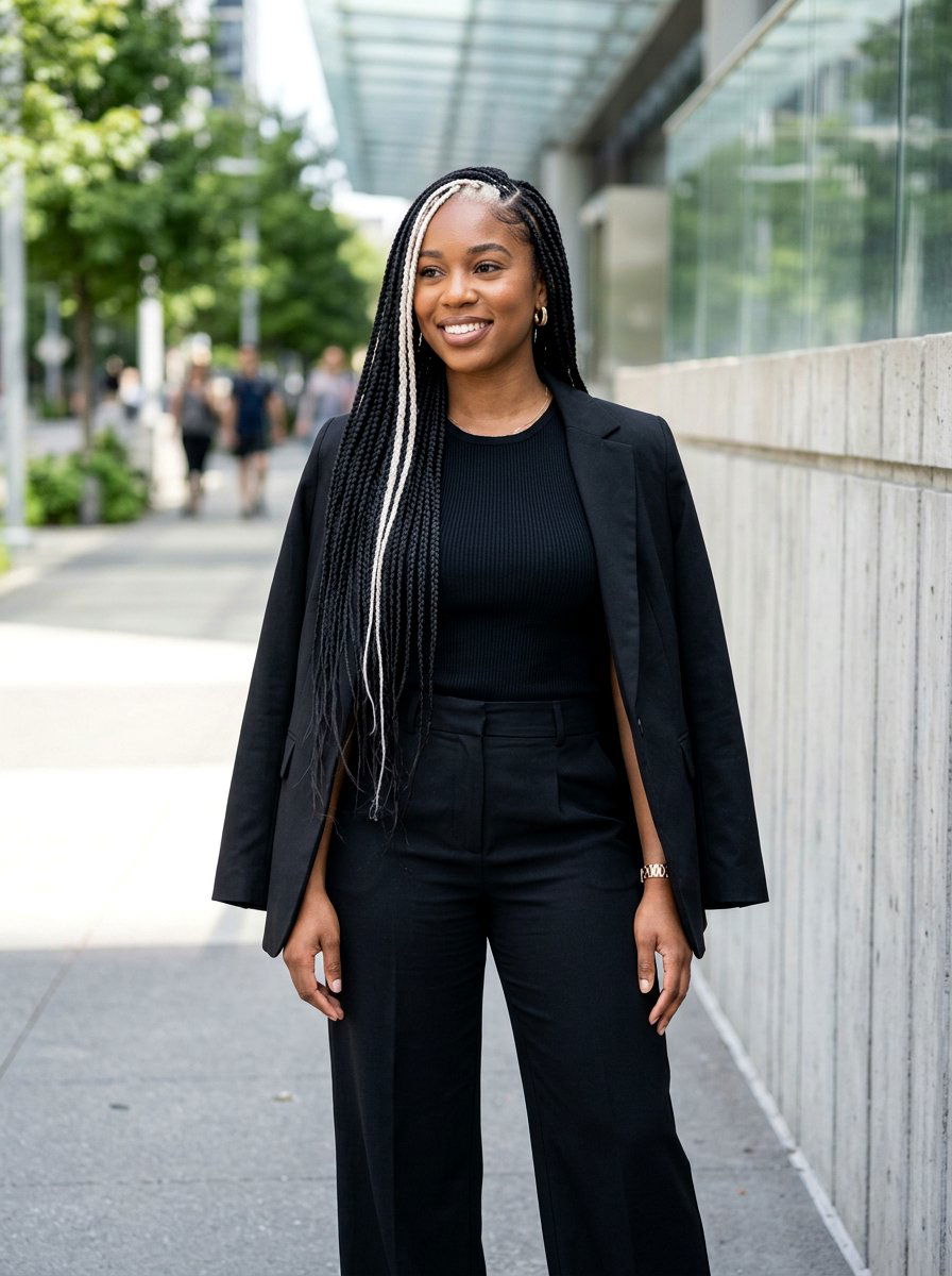 Skunk stripe waist length knotless braids - 20 waist length knotless braids - 20 waist length knotless braids