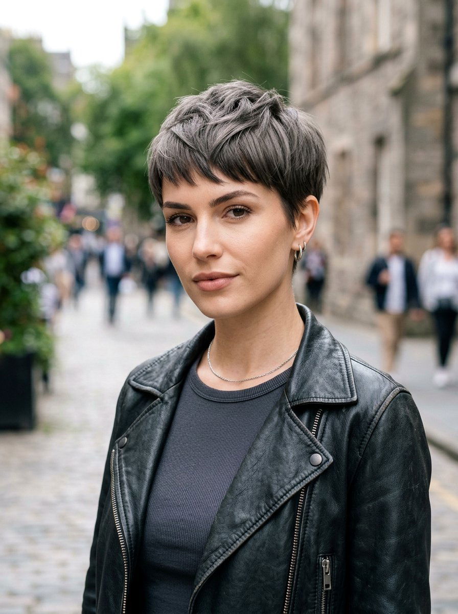 Slate Brunette Cool Tone Gloss On Pixie Cut - 20 cool tone gloss for brunette hair - 20 cool tone gloss for brunette hair