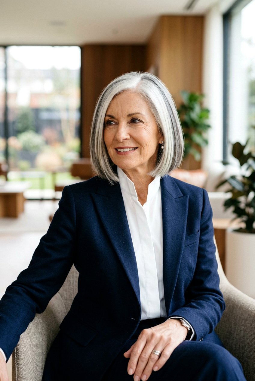 Slate Gray Lowlights - 20 gray blending highlights for women over 60 - 20 gray blending highlights for women over 60